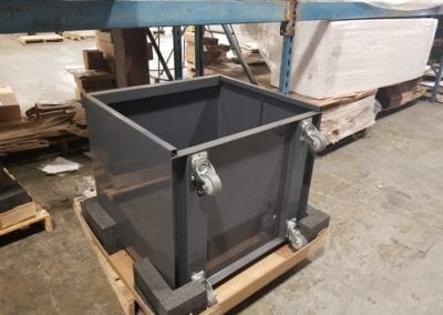 Image of a custom welded and assembled cabinet with wheels